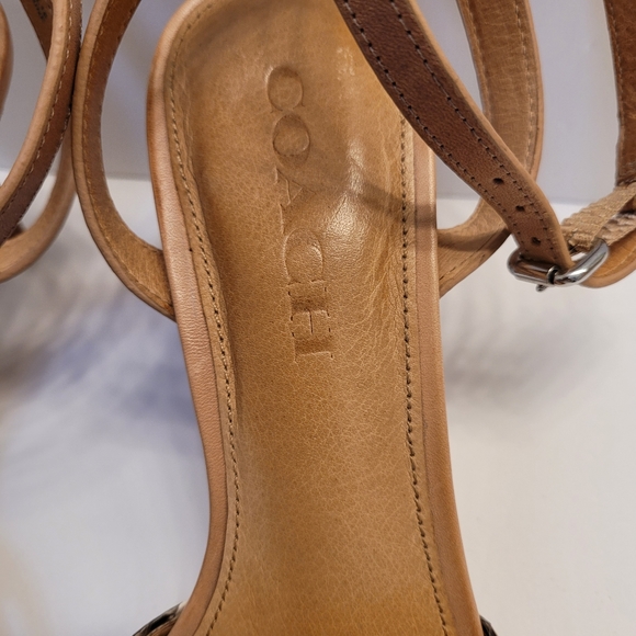 Coach Meg Leather Open Toe Ankle Strap Sandals - Picture 3 of 16